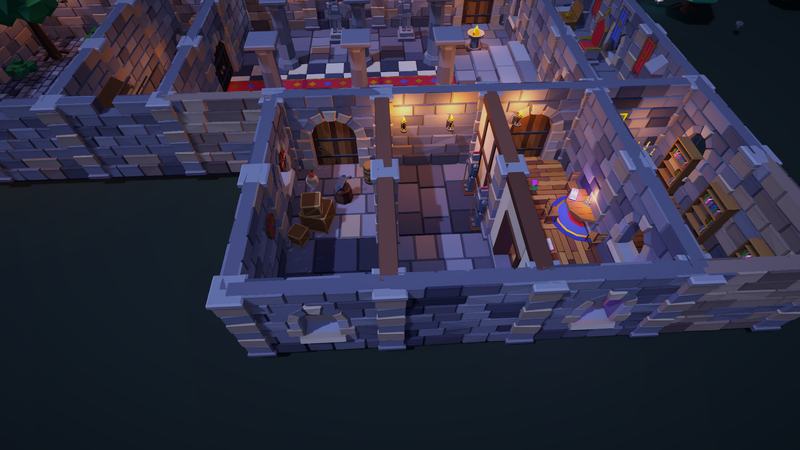 Cutaway view of the armory and neighbouring rooms